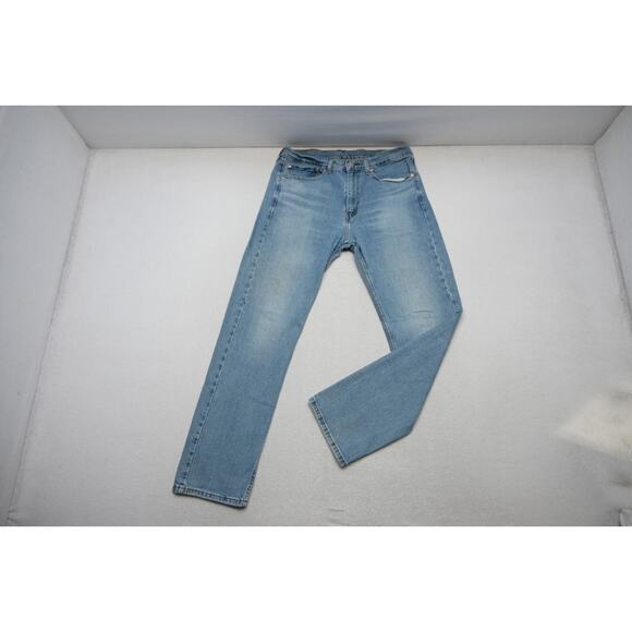 Levi's 505 Regular Fit Straight Stretch Denim Blue Jeans Mens Size 34 x 32 - Picture 1 of 8